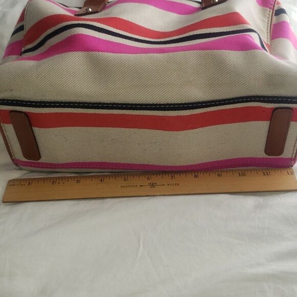 Kate Spade Oak Island Kaleigh Stripe Satchel Tote Handbag Purse Preppy Duffel - Picture 4 of 10